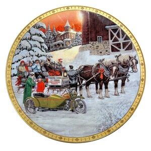 Harley-Davidson Vintage Holiday Memories Plate Late Arrival Limited Edition 1995
